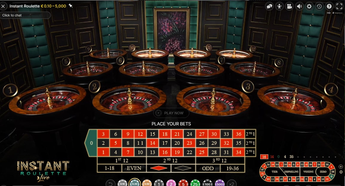 Studio de Instant Roulette avec ses 12 tables de jeux
